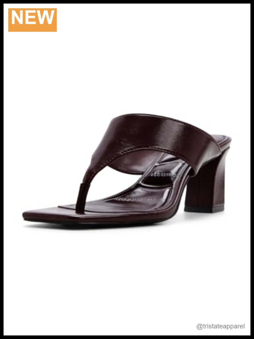 Heeled Thong Mule Sandal Snip Toe Slip On Block Heel
